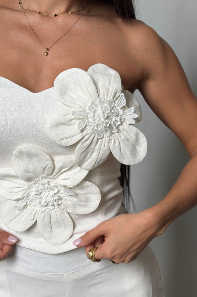 Set Pantalón DF14269 para mujer dyaboo crudo/blanco