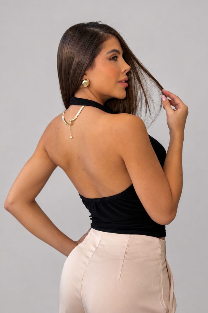 Blusa Corta Sisa DF01C18 para mujer dyaboo negro