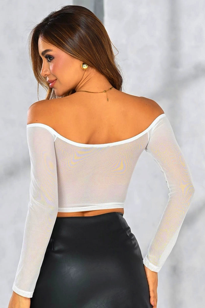 Blusa Corta Bandeja DF01C15 para mujer dyaboo crudo/blanco