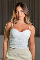 Blusa Corta DF01764 decoración en tejido para mujer dyaboo crudo/blanco