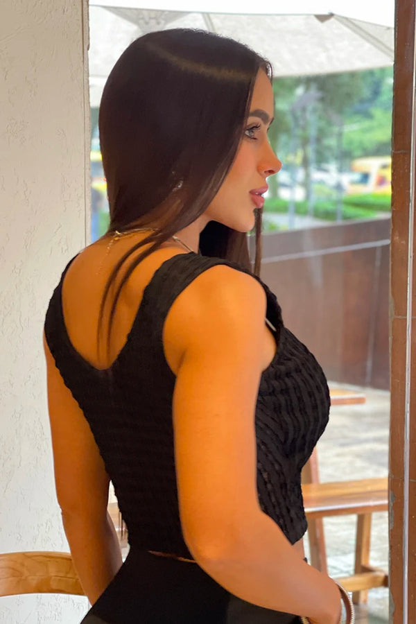 Blusa Corta Sisa DF01977 para mujer dyaboo negro