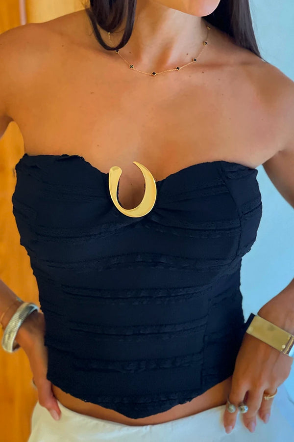 Blusa Corta Straple DF01992 para mujer dyaboo negro