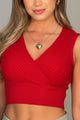 Blusa Corta Tejida 7925 para mujer Dyaboo Rojo