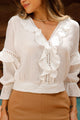Blusa DF02349 para mujer de manga larga confeccionada en una tela ligera dyaboo color crudo 1