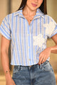 Blusa Larga DF02630 para mujer dyaboo azul
