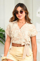 Blusa Larga Manga Corta DF02445 para mujer dyaboo camel