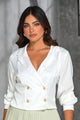 Blusa Larga Manga Larga DF02689 Para mujer dyaboo crudo/blanco