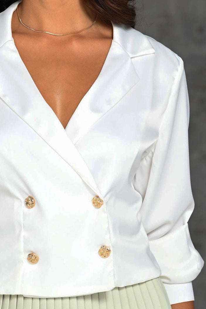 Blusa Larga Manga Larga DF02689 Para mujer dyaboo crudo/blanco