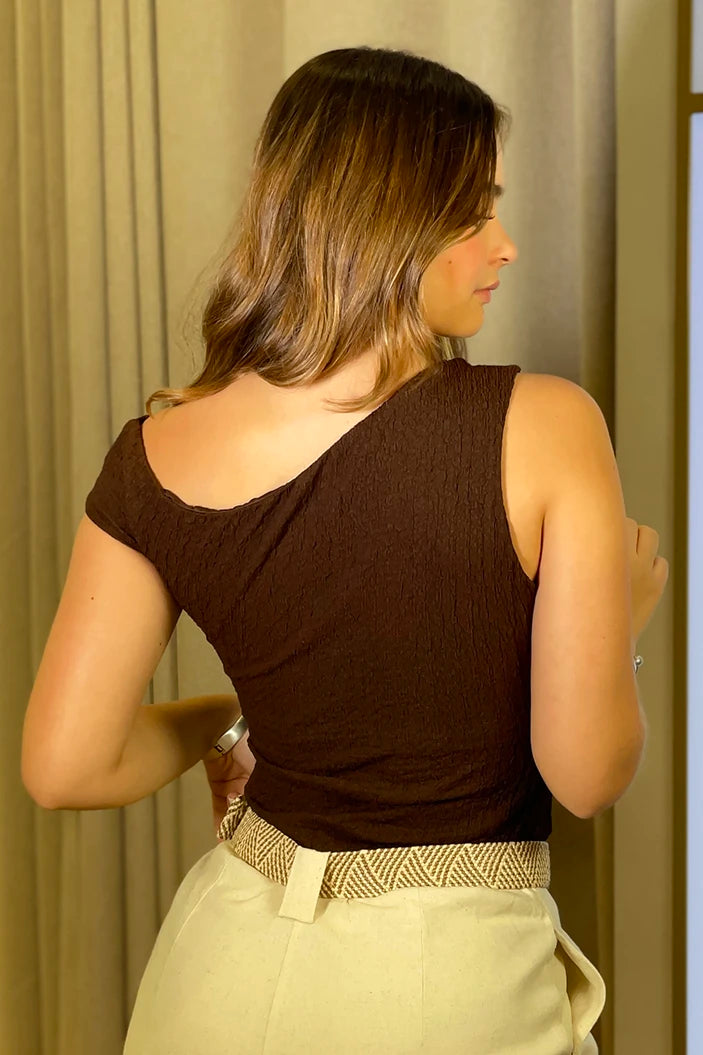 Blusa Larga Sisa DF02506 para mujer dyaboo cafe