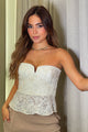 Blusa Larga Strapless DF02480 para mujer dyaboo beige