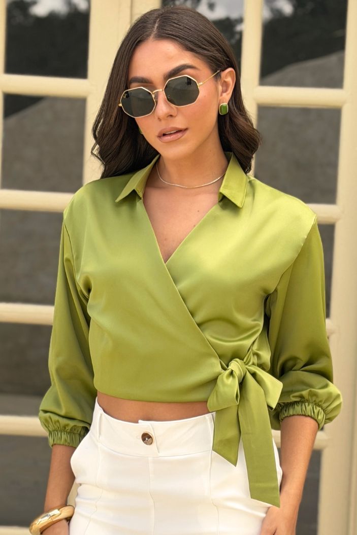Blusa Manga larga DF01467 | Alessia para mujer verde pistacho