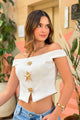 Blusa Strapless DF01B03 para mujer dyaboo crudo/blanco