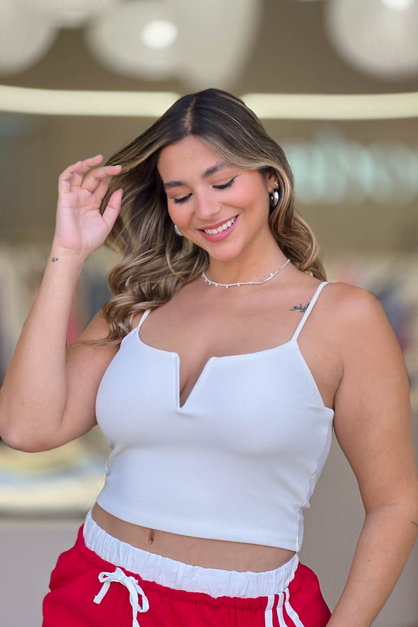 Blusa corta tiras para mujer dyaboo blanca cruda 1101079