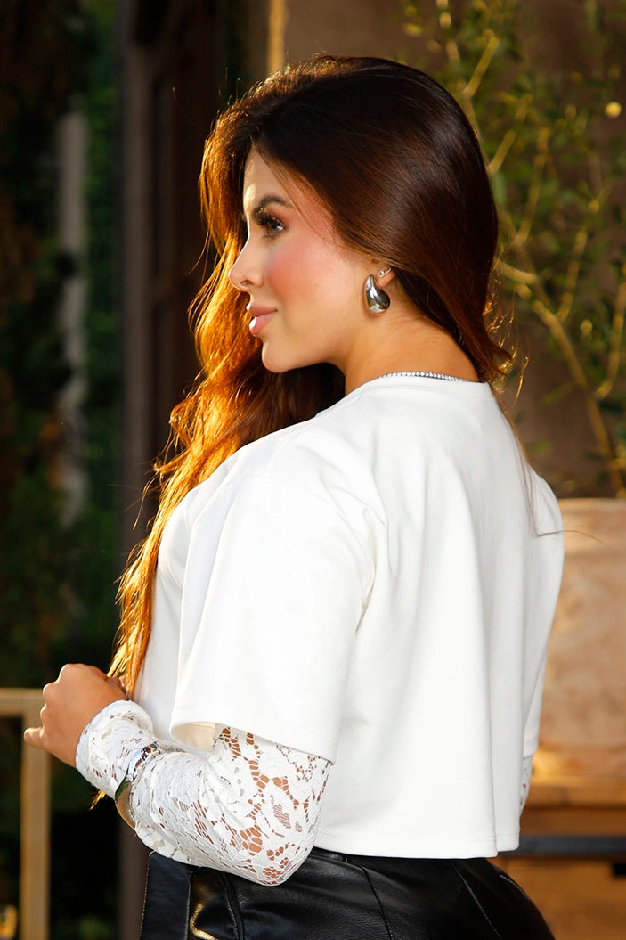 Body DF05067 con crop top para mujer dyaboo crudo