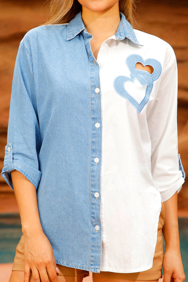 Camisa DF21286 para mujer  oversize de corte relajado con diseño bicolor dyaboo color crudo
