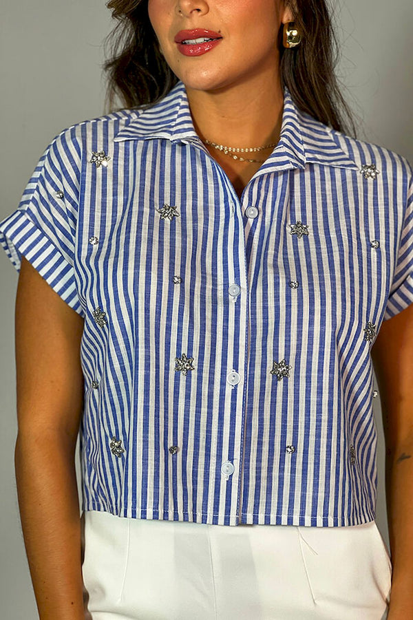 Camisa Manga Corta rayas para mujer dyaboo DF21201