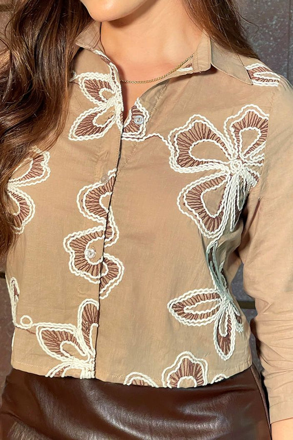 Camisera Corta DF21341 para mujer dyaboo camel