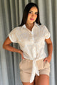 Camisera Corta DF21352 bordado floral texturizado para mujer dyaboo