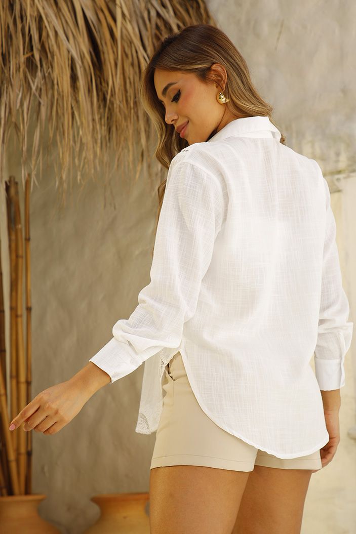 Camisera DF21267 con grabados en tejido para mujer dyaboo crudo 