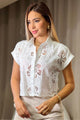 Camisera DF21272 silueta semi ajustada para mujer elaborada en chalis con grabados en tejido dyaboo crudo