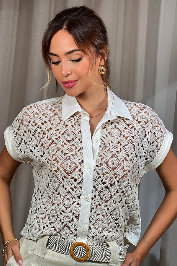 Camisera DF21294 corta ajustable con botones, tejida dyaboo crudo 4