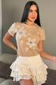 Camiseta Manga Corta DF03110 para mujer dyaboo camel