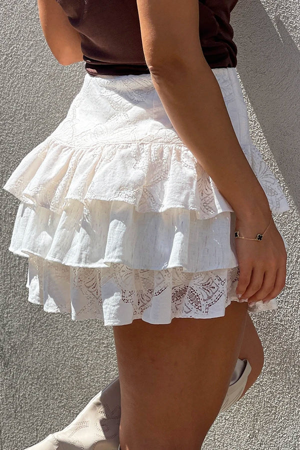 Falda Corta DF07123 para mujer dyaboo crudo/blanco 