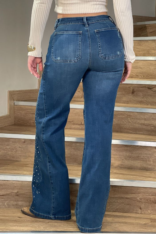 Jean Palazzo SF22014 para mujer dyaboo indigo