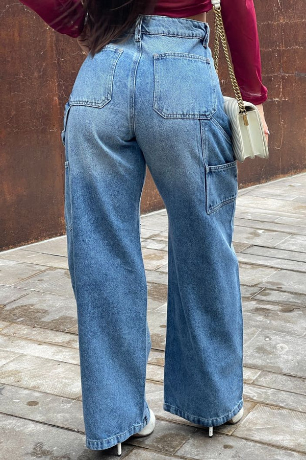 Jean Palazzo SF22020 para mujer dyaboo indigo