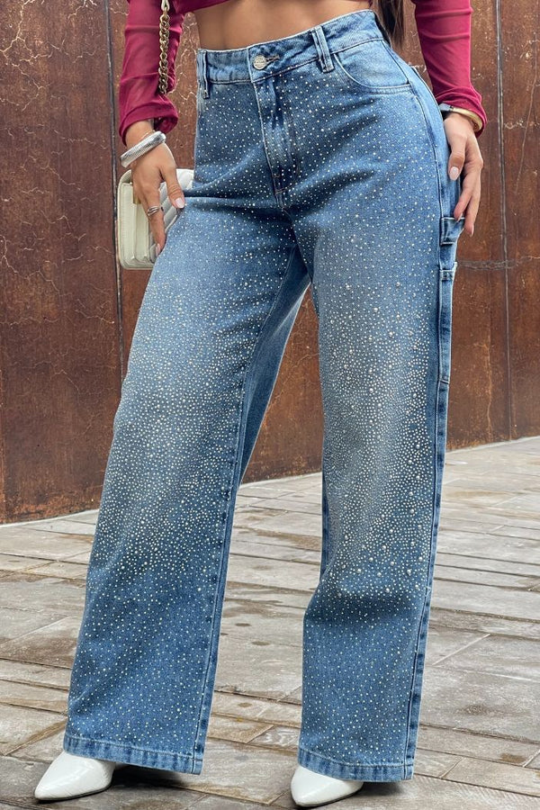 Jean Palazzo SF22020 para mujer dyaboo indigo