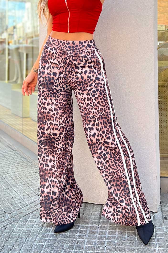 Pantalón Animal Print DF06096 para mujer  elaborado en poliester negro dyaboo