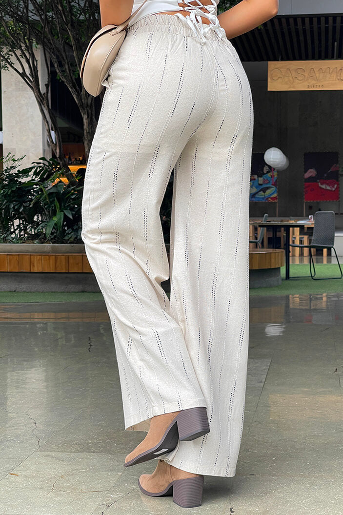 Pantalón DF06117 para mujer elaborado en lino dyaboo camel 1