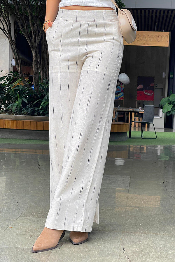 Pantalón DF06117 para mujer elaborado en lino dyaboo camel 3