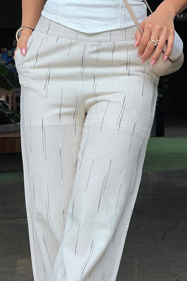 Pantalón DF06117 para mujer elaborado en lino dyaboo camel