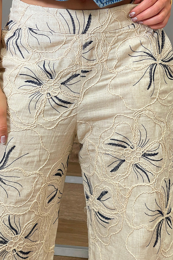 Pantalón  DF06143  para mujer de silueta amplia y relajada tipo palazzo dyaboo beige 1