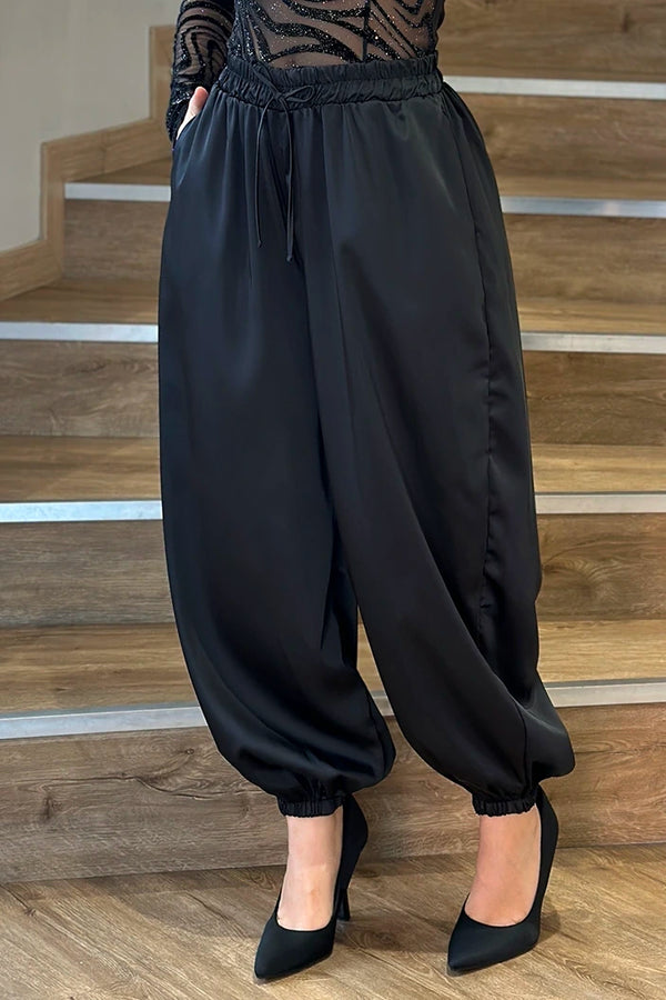 Pantalón DF06176 tipo aladino para mujer dyaboo negro