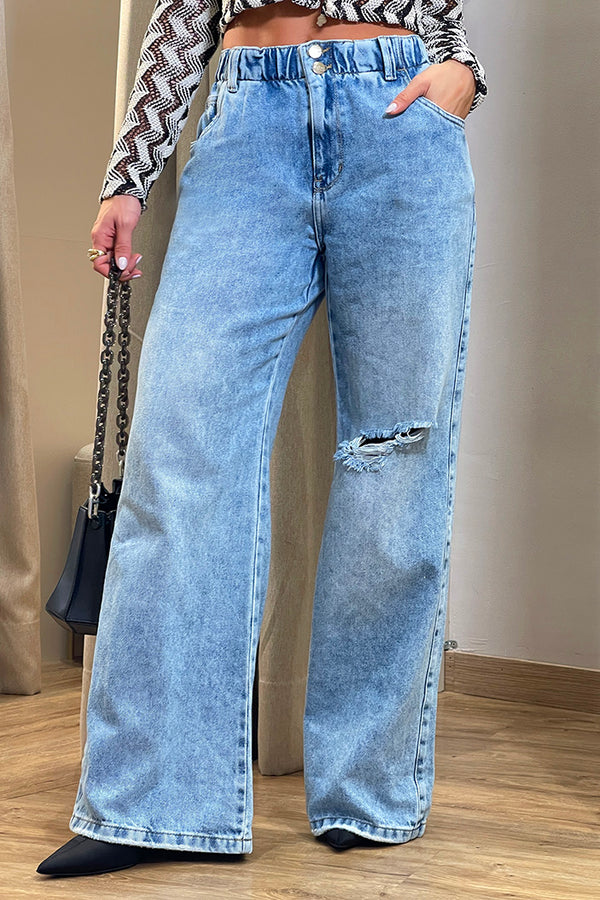 Pantalón Jens SIK33056 para mujer de mezclilla con diseño de cintura elástica dyaboo color azul 3