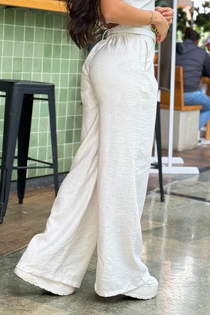 Pantalón Recto DF06182 para mujer dyaboo crudo/blanco