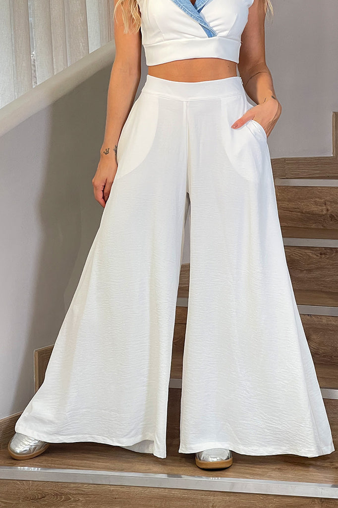 Pantalon Basico Pantalon Ancho Con Abertura Lateral Conjunto De