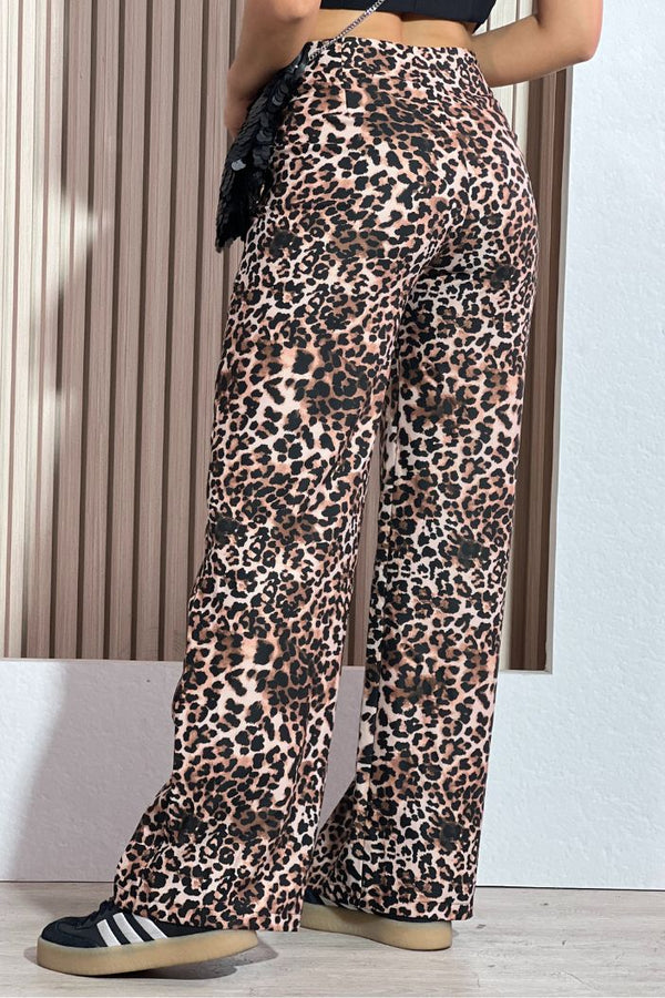 Pantalon animal print DF06085 para mujer elaborado en poliester dyaboo negro 1