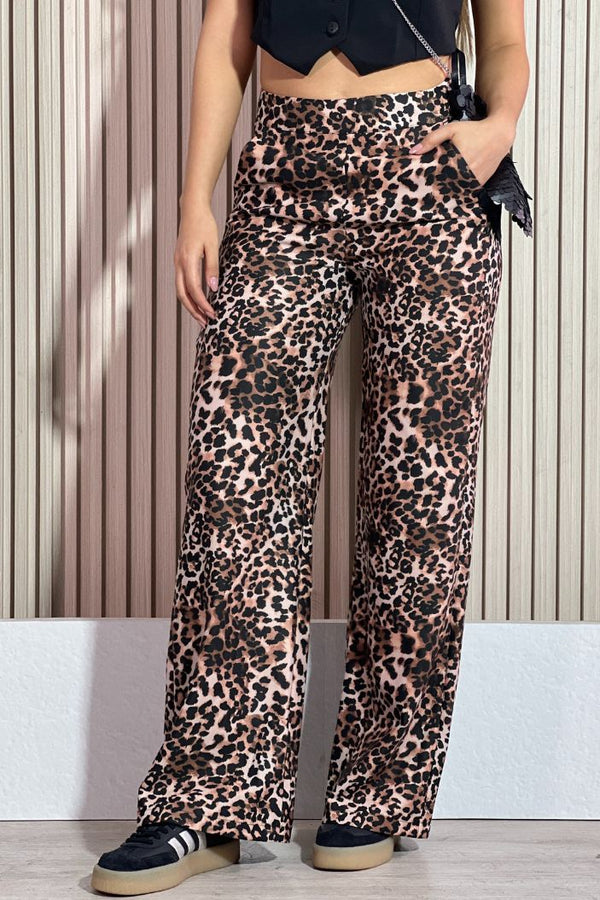 Pantalon animal print DF06085 para mujer elaborado en poliester dyaboo negro 3