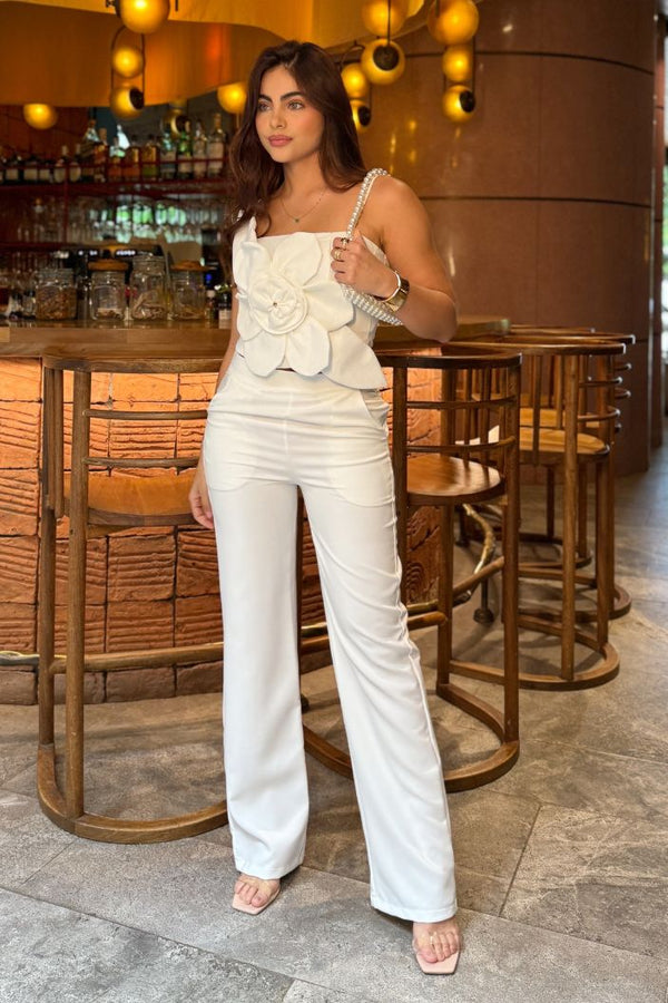 Set Pantalón DF14205 para mujer dyaboo crudo/blanco