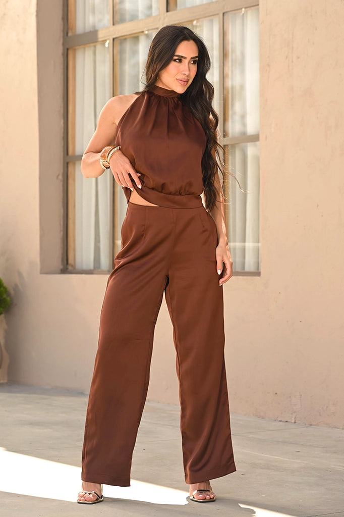 Set Pantalón DF14341 Para mujer dyaboo cafe